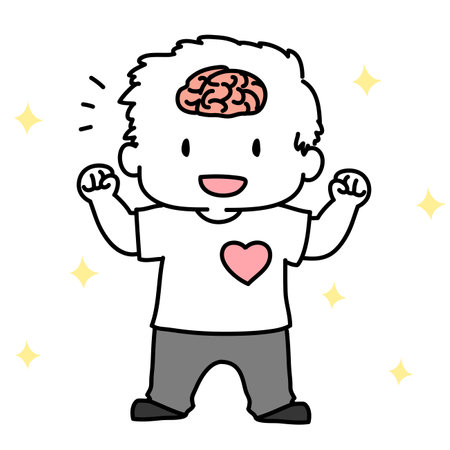 Simple and cute illustration of a man with healthy mind and bodyのイラスト素材
