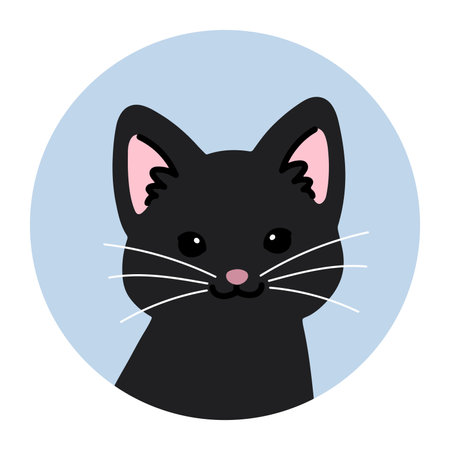 Simple and cute circle icon Black Catのイラスト素材