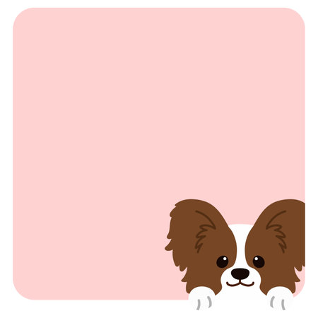 Adorable Papillon coming out of a square shapeのイラスト素材