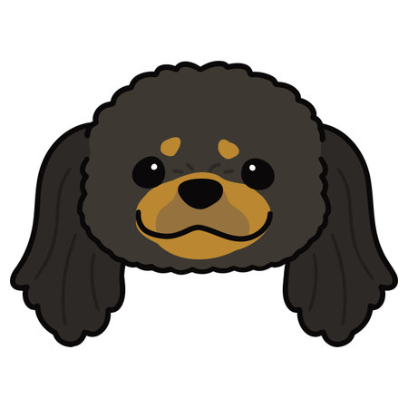 Simple and adorable illustration of Black & Tan Pekingese dog faceのイラスト素材