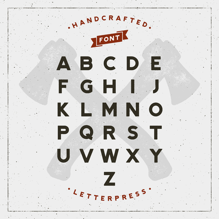 Vintage retro handcrafted font with letterpress effect. vector illustrationのイラスト素材