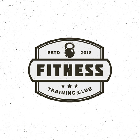 vintage fitness gym logo. retro styled sport emblem. vector illustrationの写真素材