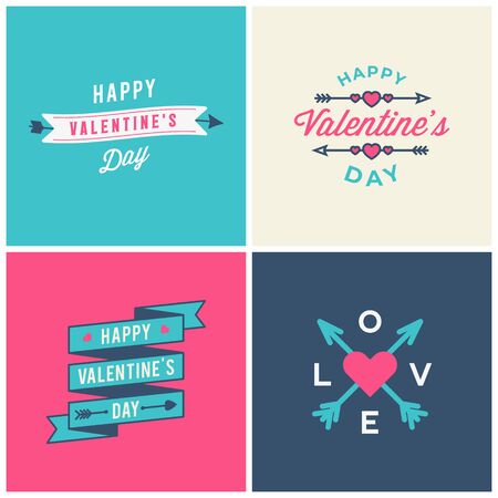 Set of Valentines day typographic greeting cardsのイラスト素材