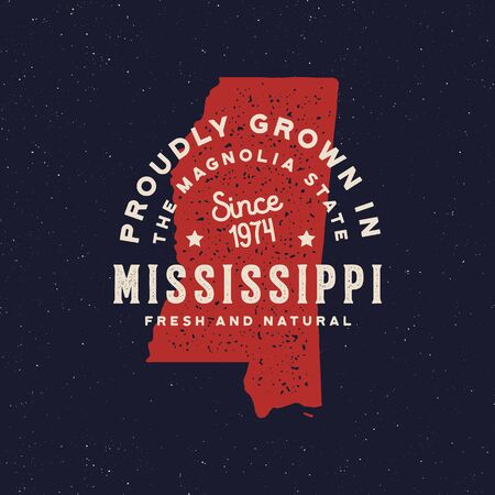 local farm retro grunge badge. homegrown in mississippi. vector illustrationのイラスト素材