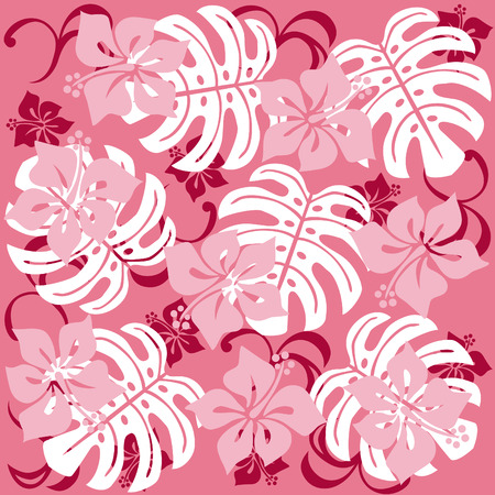 Hawaii and Monsteraのイラスト素材