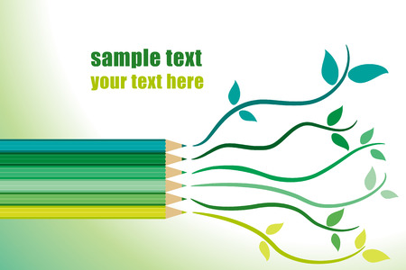 Colored Pencil and Plants のイラスト素材