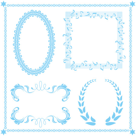 Abstract blue frame setのイラスト素材