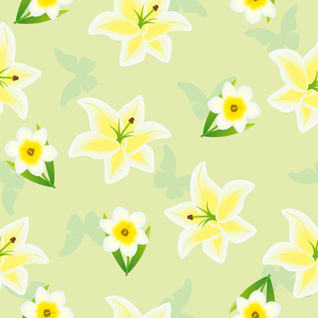 Seamless floral green patternのイラスト素材