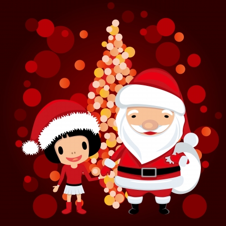 Santa claus and girl. Illustration vector. のイラスト素材