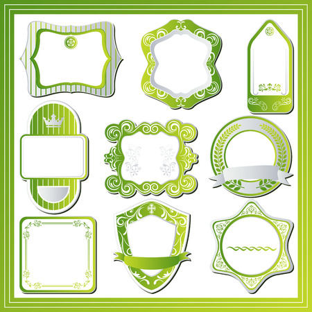 Abstract green labels set. Illustration  のイラスト素材