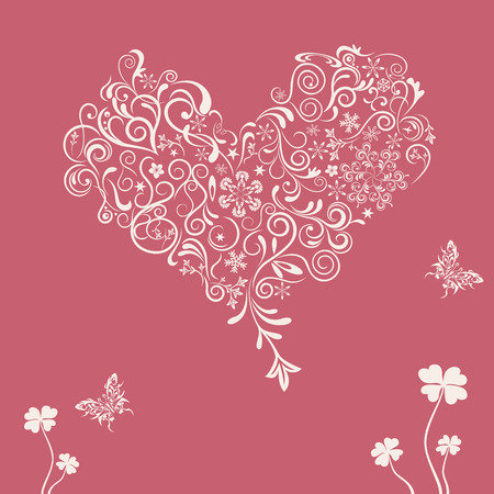 Abstract floral heart. Illustration vector.のイラスト素材