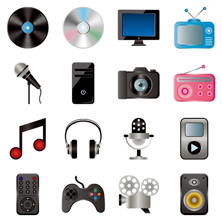 Multimedia icons set. Illustration vector.のイラスト素材