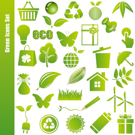 Green icons set. Illustration vector.のイラスト素材