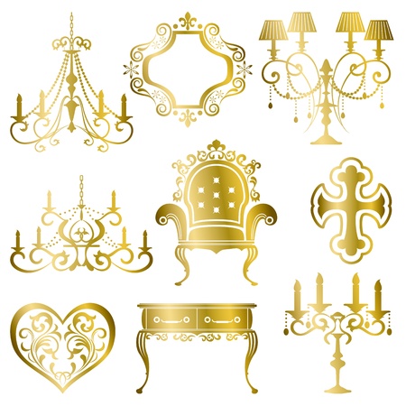 Gold antique design element set.のイラスト素材