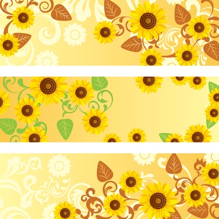 Sunflower banners set.のイラスト素材