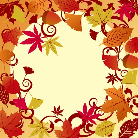 Fallen leaves frameのイラスト素材