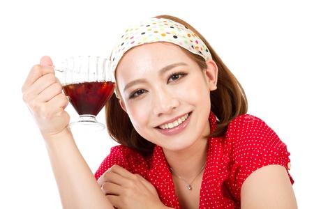 Fashionable and beautiful woman dinking coffeeの写真素材