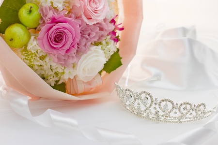 Tiara and bouquetの写真素材