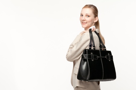 Beautiful business woman on white backgroundの写真素材