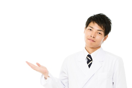 Asian young medical doctor isolated on white backgroundの写真素材