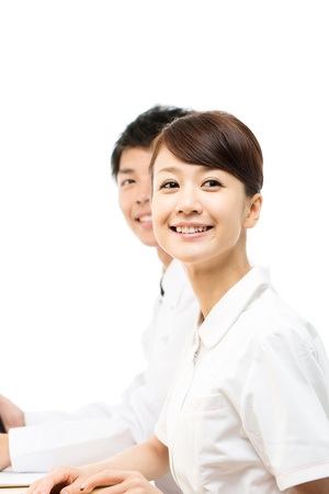 Asian young medical doctor isolated on white backgroundの写真素材