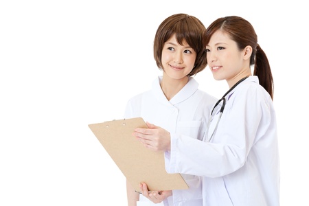 Asian young medical doctor isolated on white backgroundの写真素材