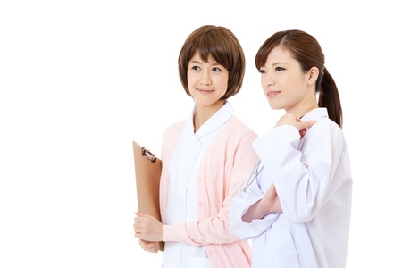 Asian young medical doctor isolated on white backgroundの写真素材