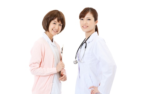 Asian young medical doctor isolated on white backgroundの写真素材