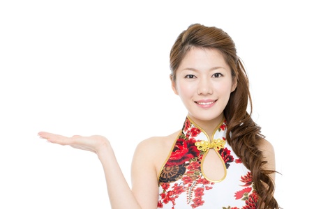 Beautiful asian woman wearing cheongsam の写真素材