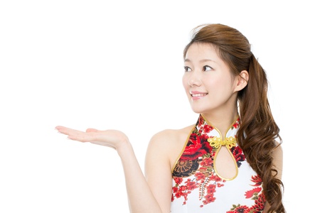 Beautiful asian woman wearing cheongsam の写真素材