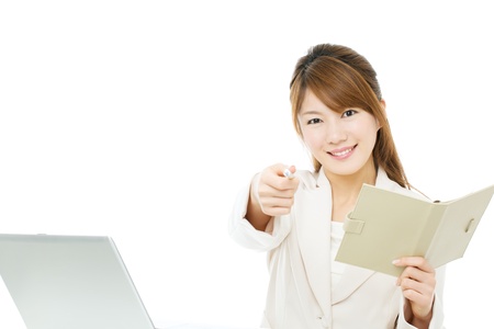 Beautiful asian businesswoman isolated on white background の写真素材