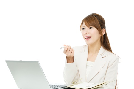 Beautiful asian businesswoman isolated on white background の写真素材
