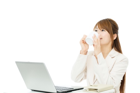 Beautiful asian businesswoman isolated on white background の写真素材