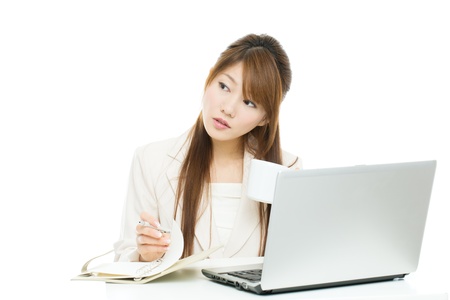 Beautiful asian businesswoman isolated on white background の写真素材