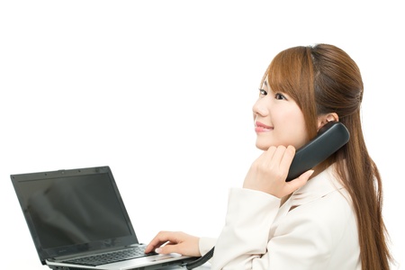 Beautiful asian businesswoman isolated on white background の写真素材