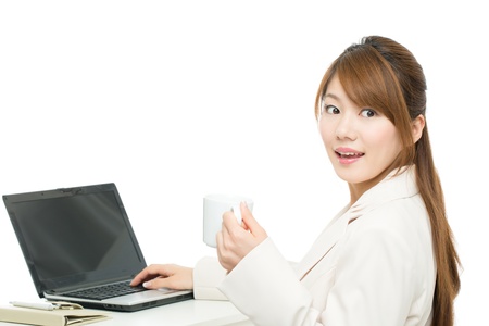 Beautiful asian businesswoman isolated on white background の写真素材