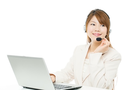 Beautiful asian businesswoman isolated on white background の写真素材