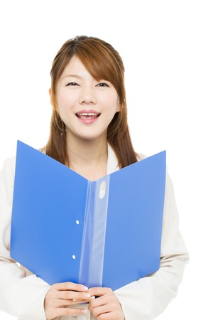 Beautiful asian businesswoman on white backgroundの写真素材