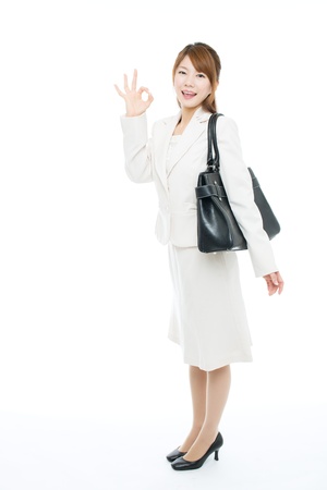 Beautiful asian businesswoman on white backgroundの写真素材