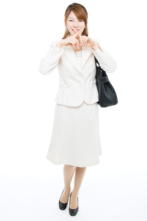 Beautiful asian businesswoman on white backgroundの写真素材