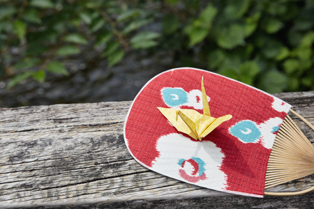 Japanese traditional fan and origami