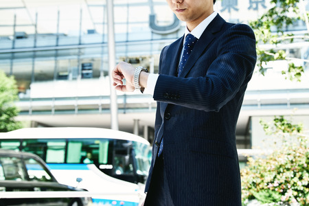 Portrait of businessman outdoorsの写真素材