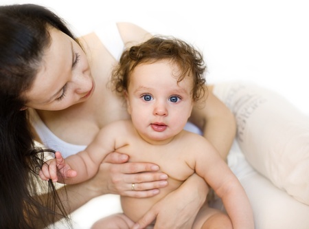 Young mother with an infantの写真素材