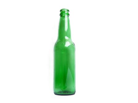 green bottle isolated on whiteの写真素材