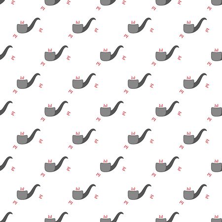 Smoking pipe grey vector pattern on white background. Fabric or wrapping paper minimalistic design.のイラスト素材