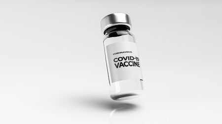 Bottle of vaccine for covid-19 coronavirus. 3d illustration.の写真素材