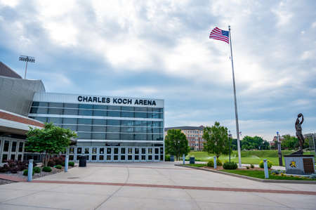 Wichita, Kansas, USA: 6-2021: Entrance to Charles Koch Arena on the Wichita State University central campus where the Shockers playのeditorial素材