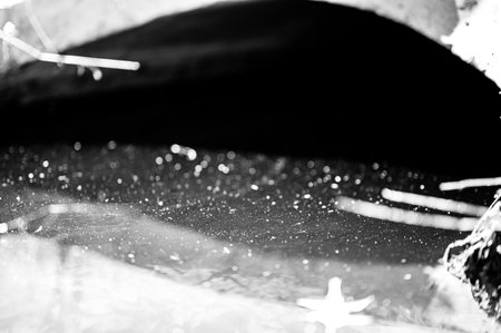 full capacity concrete culvert with sheen contaminated storm water runoffの写真素材