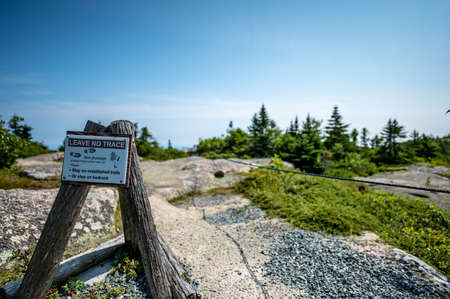 Roped off section of Acadia National Park to protect habitat and visitorsの写真素材