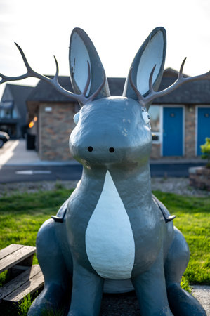 Mitchell, South Dakota, USA - 5.2021 - Jackalope sculpture along highway to attract touristsのeditorial素材